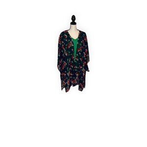 Ambiance Kimono Navy with Red Roses